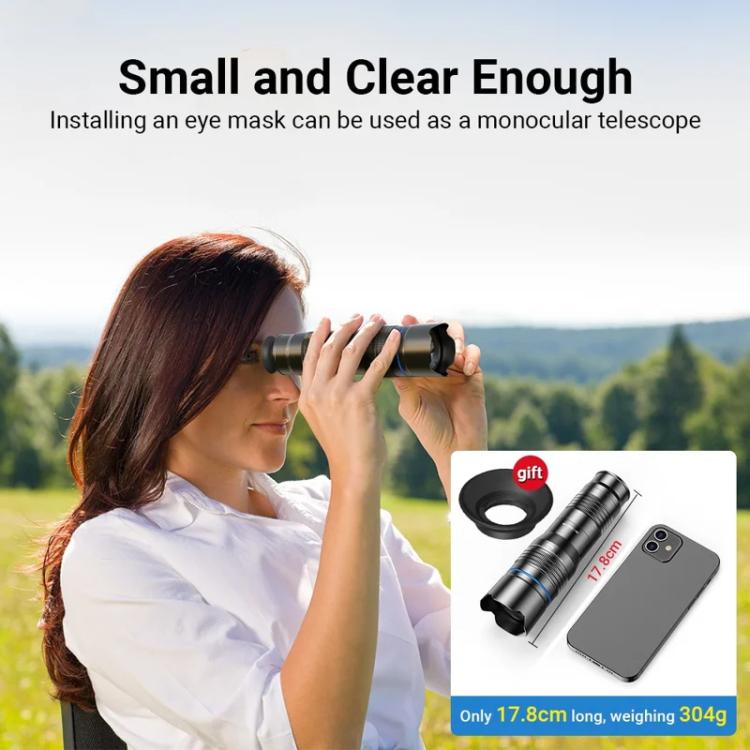 APEXEL Universal All-Metal 20-40x Telephoto Zoom Lens for Smartphones HD Phone Telescope for Moon & Concert Photography, APL-20-40X