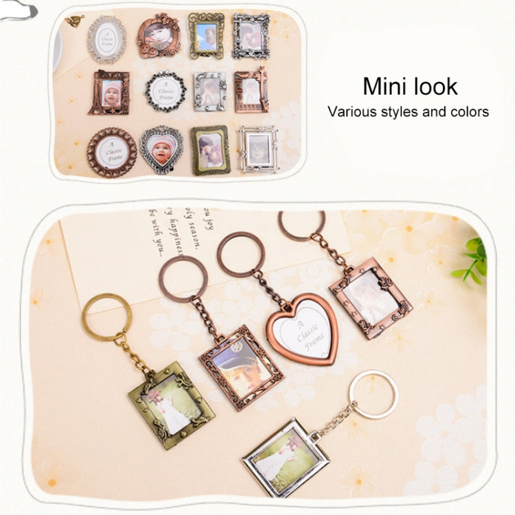 2 PCS Creative Metal Vintage Photo Frame, Fawn, Pumpkin, Fence, Butterfly Round, Paris, Heart Keychain, Square Keychain, Oval, Lace Square, Love Round, Butterfly Square, Lace Heart, Golden Square, Gray Square