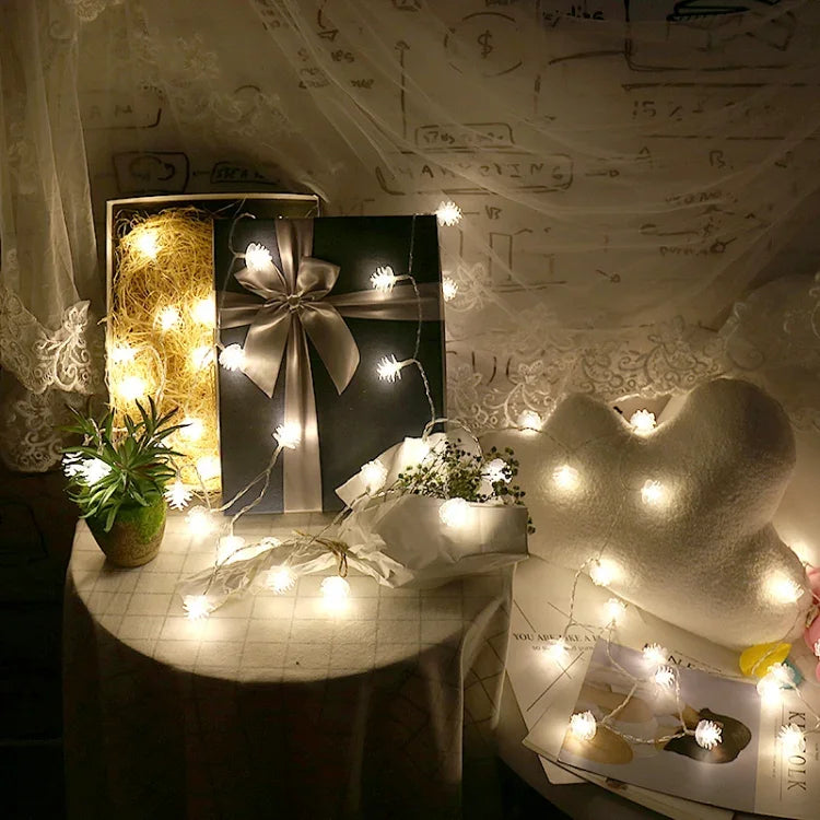 20 LEDs Solar Powered Pine Cone Outdoor Energy Saving Holiday Wedding Decoration String Light Garden Landscape Lamp