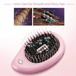 Portable Electric Hair Ionic Brush Hair Straightener Brush Negative Ion Comb Anti-static Massage Mini Straight Hair comb, Pink, Green