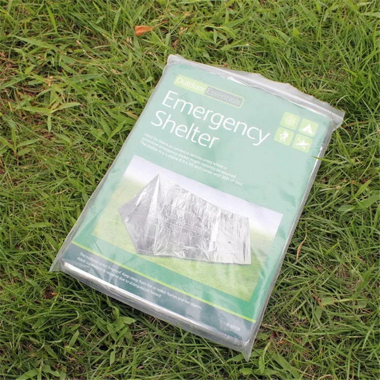 Emergency Simple Tent Outdoor Rescue Blanket First Aid Sunscreen Insulation Blanket, Silver, Orange