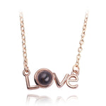 Love Memory 100 Languages I Love You Projection Love Letter Pendant Necklace, love letter rose gold, love letter silver