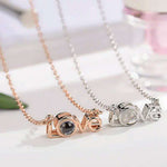 Love Memory 100 Languages I Love You Projection Love Letter Pendant Necklace, love letter rose gold, love letter silver