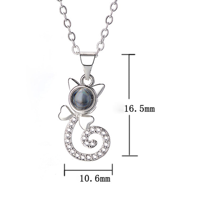 100 Language I love You Necklace Memory Projection Pendant Wedding Letter Necklace, Rose Gold, White Copper
