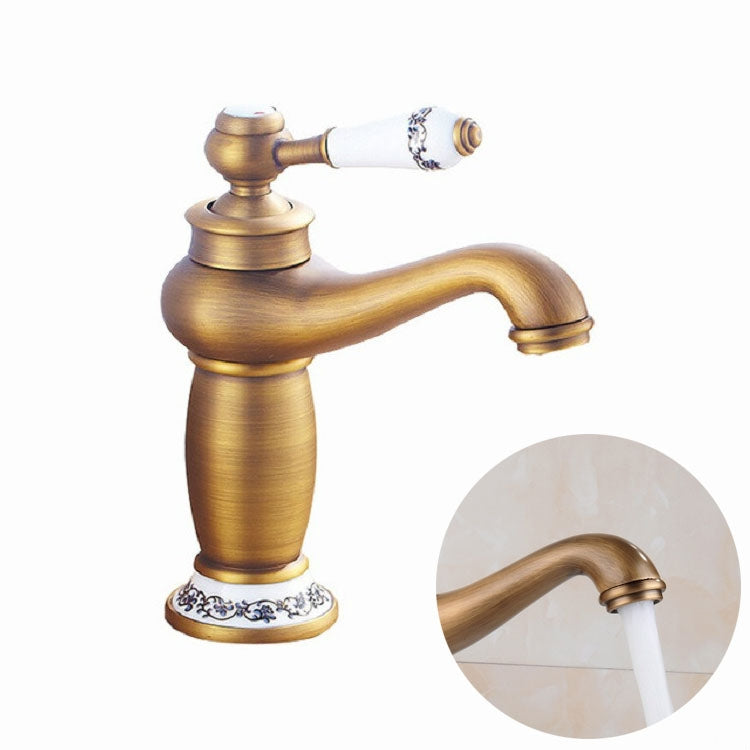 Copper Antique Hot Cold Double Blue White Porcelain Faucet, Platinum, Black Gold, Black, Antique