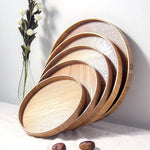 Creative Round Solid Wood Tea Tray Hotel Wooden Tay Storage Tray, Diameter: 30cm, Wood Color, Diameter: 30cm