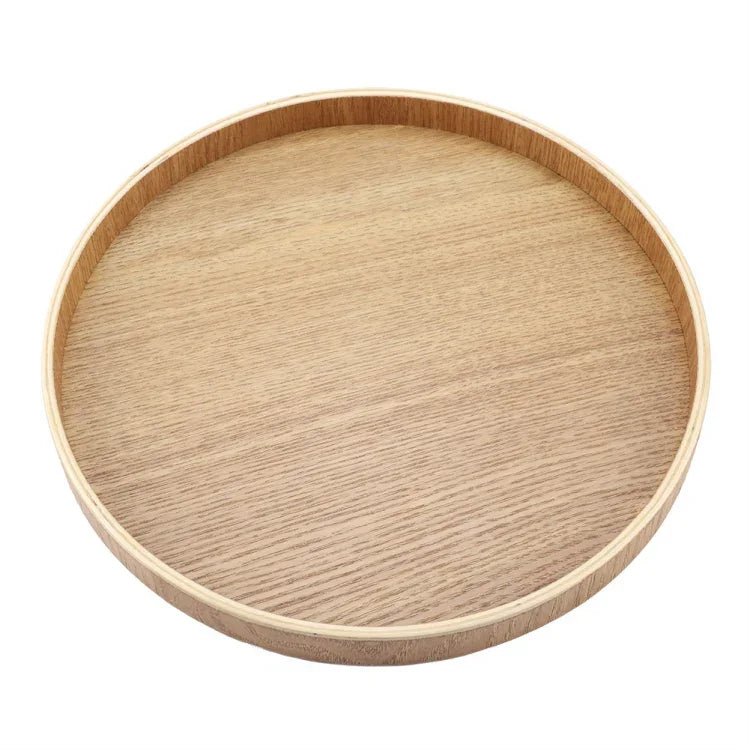 Creative Round Solid Wood Tea Tray Hotel Wooden Tay Storage Tray, Diameter: 37.5cm, Wood Color, Diameter: 37.5cm