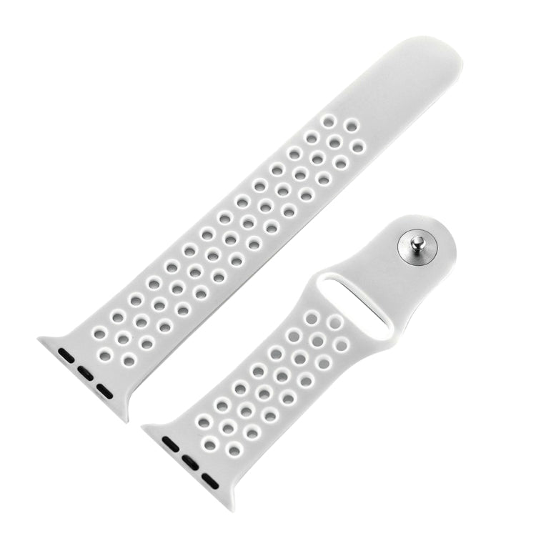 For Apple Watch Series 10 42mm / 9&8&7 41mm / SE 3&SE 2&6&SE&5&4 40mm / 3&2&1 38mm Fashionable Classical Silicone Sport Watch Band(Grey White), WA1230A, WA1230B, WA1230BG, WA1230BH, WA1230BL, WA1230BM, WA1230BR, WA1230BY, WA1230C, WA1230D, WA1230DW    ...
