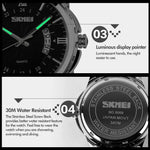 SKMEI 9069 Multifunctional Outdoor Fashion Business Waterproof Silver Shell Quartz Wrist Watch
