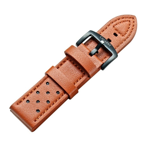 CAGARNY Simple Fashion Watches Band Green Buckle Leather Watch Band, Width: 24mm