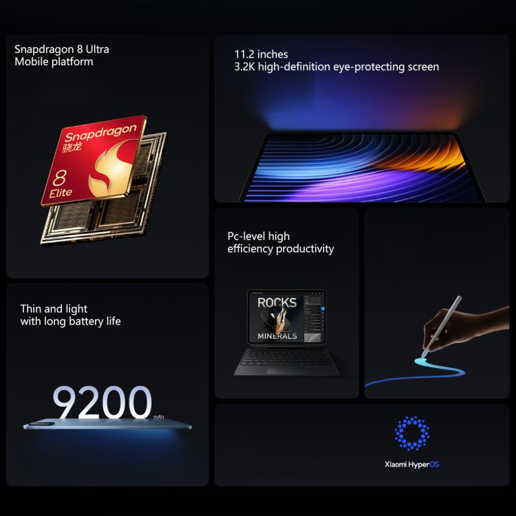 Xiaomi Pad 8 Pro 11.2 inch, 8GB+128GB, HyperOS 3 Qualcomm Snapdragon 8 Elite Octa Core, 8GB+128GB