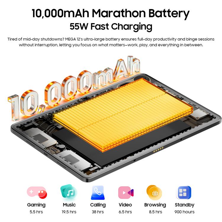 Blackview MEGA 12 Tablet PC, 12GB+256GB, 12.2 inch Android 16 MediaTek Dimensity 7200 Octa Core, Network: 5G, Global Version with Google Play