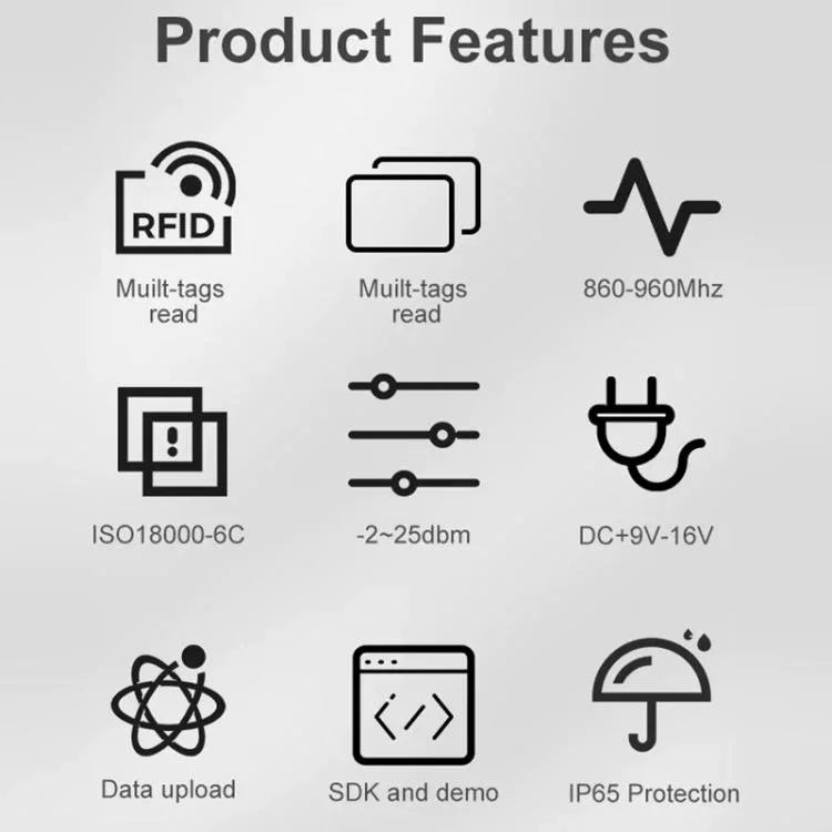 UHF Electronic Tag Identification RFID Reader / Writer 7dbi Antenna Integrated Reader, Style: RS232 Port, RS232 Port