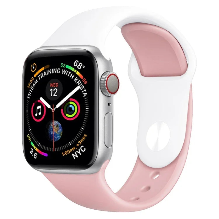 Double Colors Silicone Watch Band for Apple Watch Series 3 & 2 & 1 42mm (Light Blue+Light Pink)