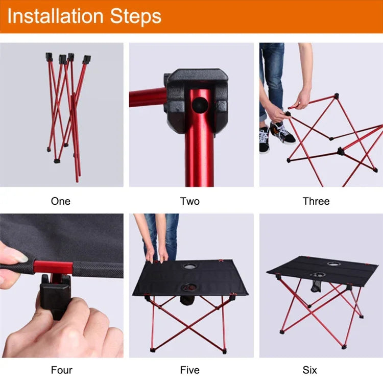 Outdoor Camping Portable Light Folding Table Oxford Cloth Aviation Aluminum Picnic Barbecue Table, Outdoor Barbecue Table(red)