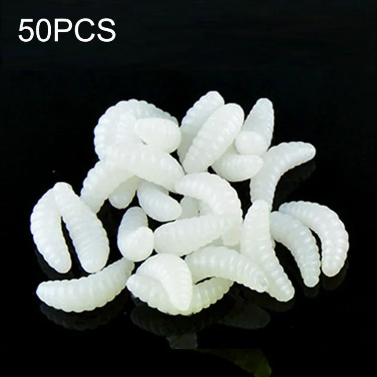 HENGJIA SO106 50 PCS 20mm Simulation Bread Bait Worms Crescent Soft Bait Horseback Fish Worm Bait Fishing Gear