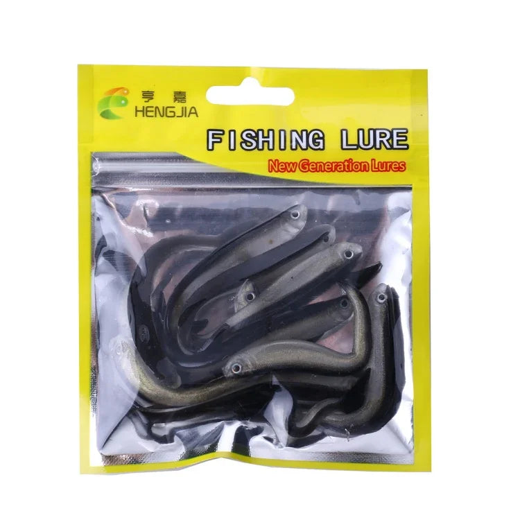 HENGJIA SO101 10 PCS 8cm/2.4g Loach Soft Bait Two-color Small Fish Road Soft Fishing Lure for Sea Fishing