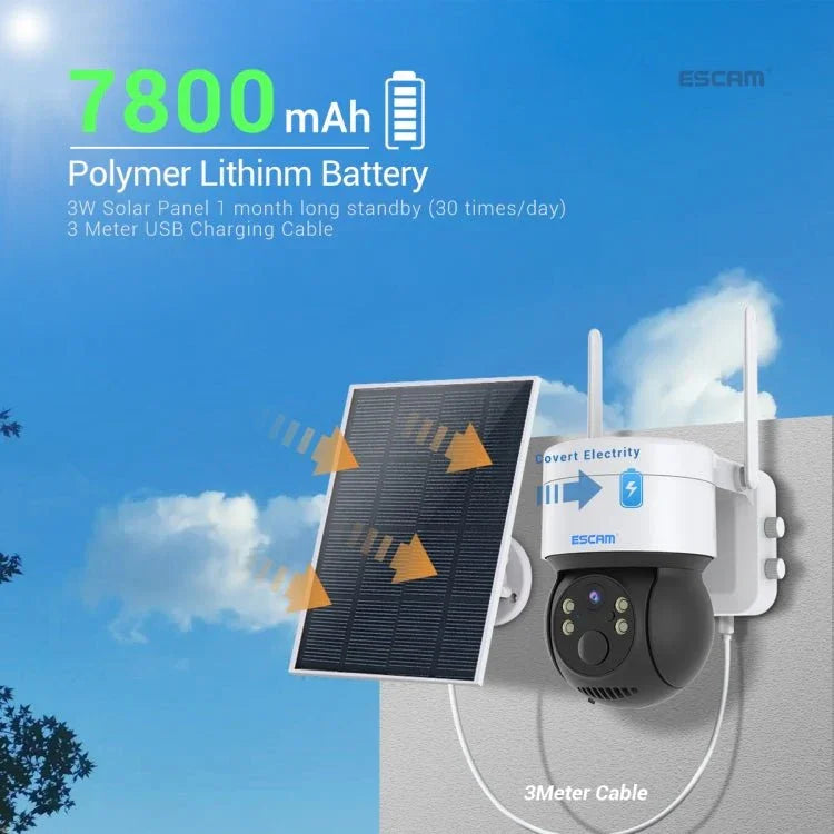 ESCAM QF170 2MP WiFi Full Color Night Vision Two - way Audio Solar Camera - Trustpick