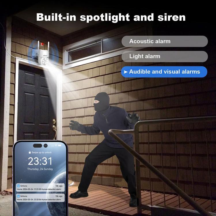 SriHome DH005 4MP 2K Low Power Consumption Wireless Security Camera System with Solar Panel - Trustpick