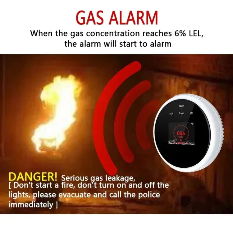 Tuya WiFi Gas Leak Detector With Temperature Clock Function Support Human Voice Alarm - Trustpick