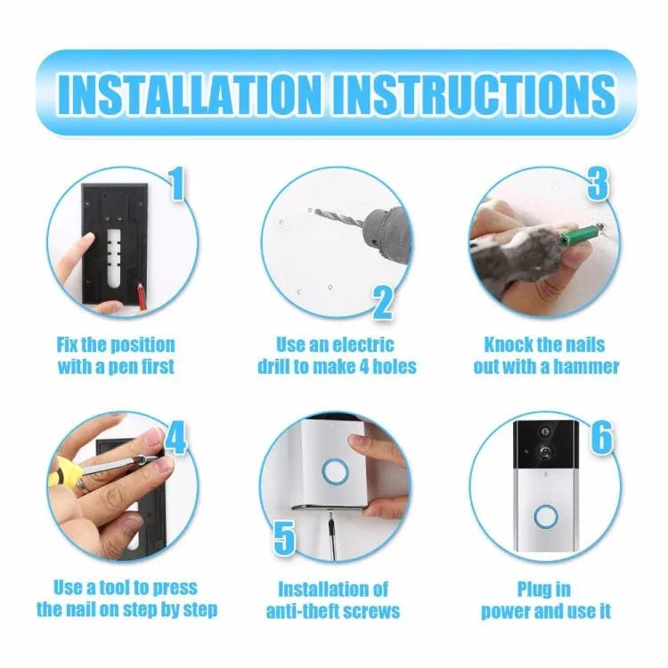 VESAFE HD 720P Security Camera Smart WiFi Video Doorbell Intercom, Support TF Card & Infrared Night Vision & Motion Detection App for IOS and Android - Trustpick