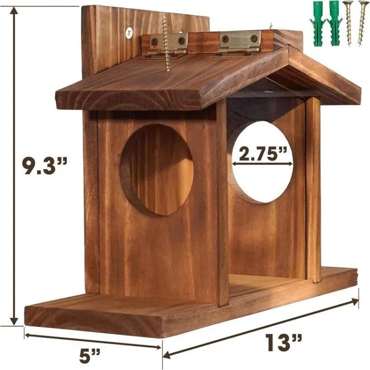 Wood Squirrel Feeder Chipmunk House For Corn, Peanuts - Trustpick